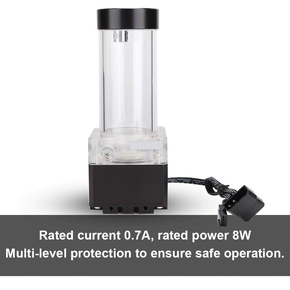 Pump/Reservoir Combo for Water Cooling System,800L / H CPU Water Cooling Pump Radiator,Integrated,POM PMMA PUB-FS6PD-17 (Black)