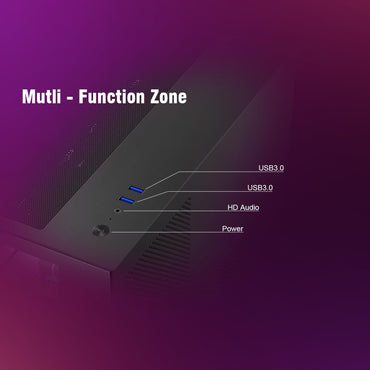 RUIX OV502 M-ATX Mini-Tower PC Case, Pre-Installed 3 x 120mm Prism ARGB PWM Fans, 180° Panoramic Tempered Glass Panel, USB 3.0 Ports, Compact High-Airflow Gaming Computer Case - Black