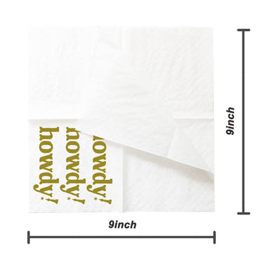 SharkBliss Howdy Cocktailservietten, 100er-Packung Howdy Papier-Cocktailservietten für Western-Cowgirl-Disco-Partys, Last Rodeo Nashville Junggesellinnenabschied, Brautparty-Tischdekoration | 2-lagig, 12,7 x 12,7 cm (Gold)