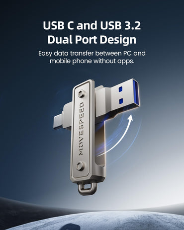 MOVE SPEED 512GB Memory Stick, 130 MB/s Thumb Drive with Type-C + USB 3.2 Dual Port, High Speed Pendrive Compatible with 3.1/3.0/2.0 for iPhone 16/15 Series, Android, MacBook/Pro/Air(1 Pack)