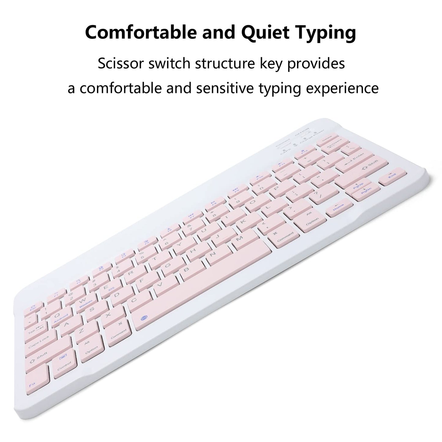 Rechargeable Bluetooth Keyboard and Mouse Combo for iPad, Ultra-Slim Portable Wireless Mouse Keyboard for iPad Pro Air Mini iPhone Samsung Tablet Cell Phone Android, iPadOS/iOS 13 and Above (Pink)