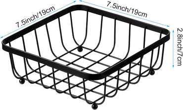 2 Pieces Napkin Holder for Table, Modern Flat Metal Paper Napkin Holder for Kitchen or Dining Room, Square Metal Lattice Basket, Restaurant Towel Dispenser (Black)