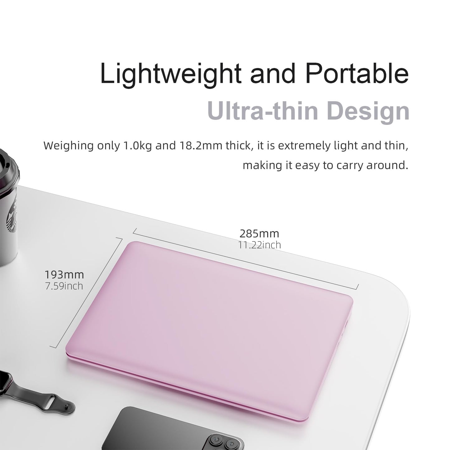 PONKLOIE Laptop Computer, Windows 11 Pro for Business & Students, 8GB RAM 256GB ROM, 11.6", N4000 Processor, 6-Port, HDMI, Bluetooth 5 & wifi5, Lightweight Mini Laptop for Office & Study(Pink)