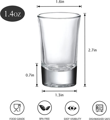 40 Pack Heavy Base Shot Glasses, 1.4oz Whiskey Shot Glass Set Small Glass Cups for Liqueur Spirits Bar Party Favor Housewarming Gift