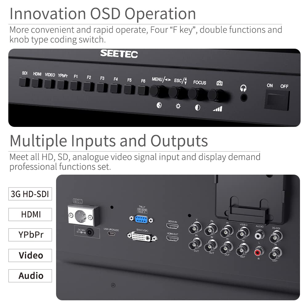 SEETEC P215-9HSD-192 21,5 Zoll LCD-Monitor für Broadcast-Produktionen, 3G SDI, 4K HDMI Ein- und Ausgang, IPS Full HD 1920x1080