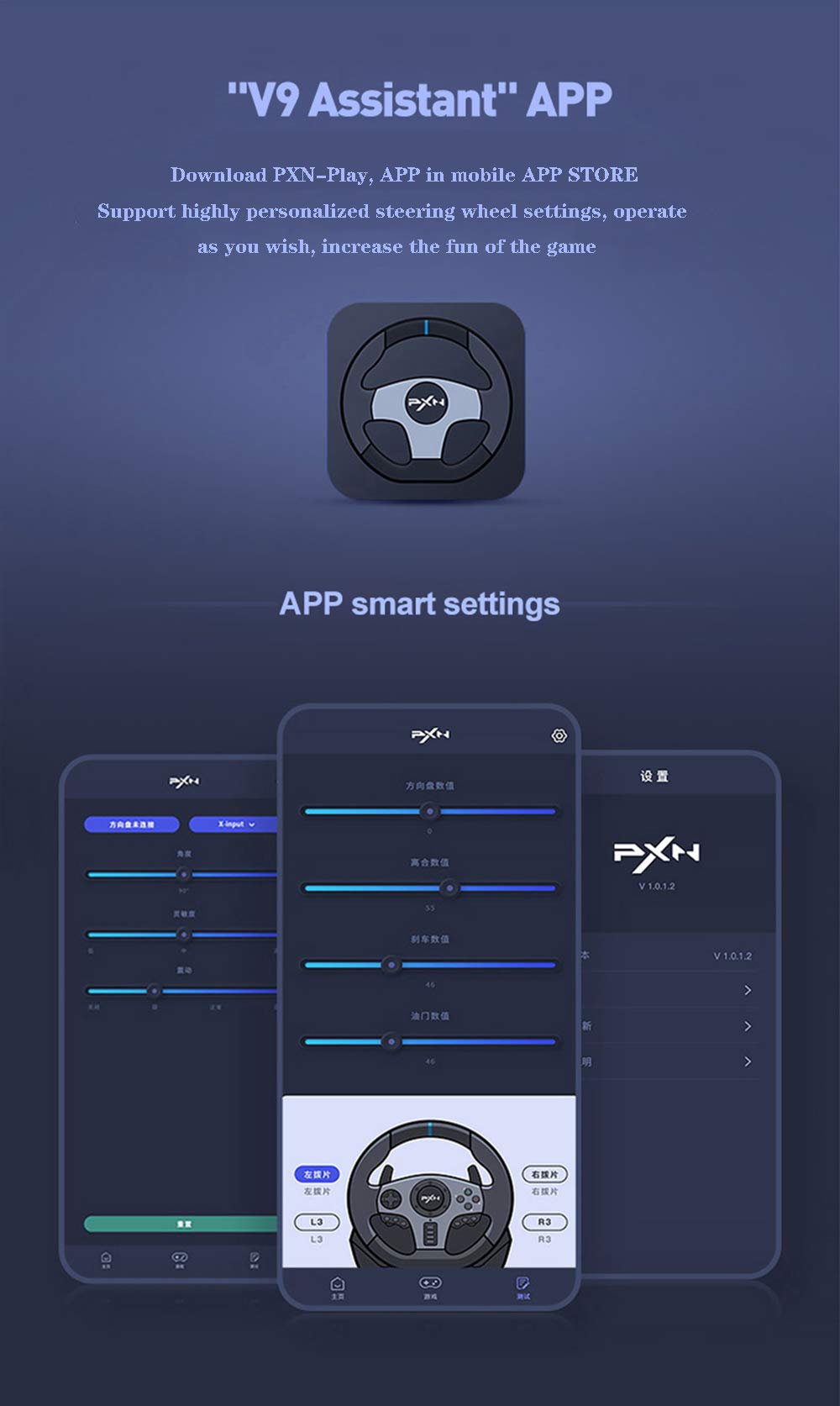 PXN V9 Gaming Racing Wheel pc Steering Wheel With Pedals and Shifter 270/900° Dual-Motor Feedback Driving gaming Racing Wheel for PC,PS4,PS3,Xbox One, Xbox Series X/S,N-Switch