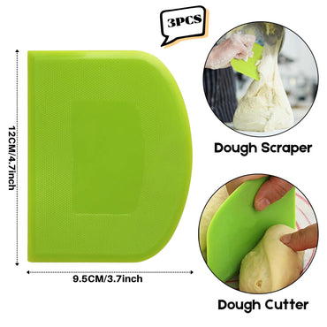 SURDOCA Dough Scraper Bench Scraper - 3P 4.7x3.7" Plastic Flexible Bowl Scraper, Sharp Edge & Angles Cake Scraper. Non-Slip Bakeware Decorating Tools Sculpting & Modeling Tools - Green+White+Green