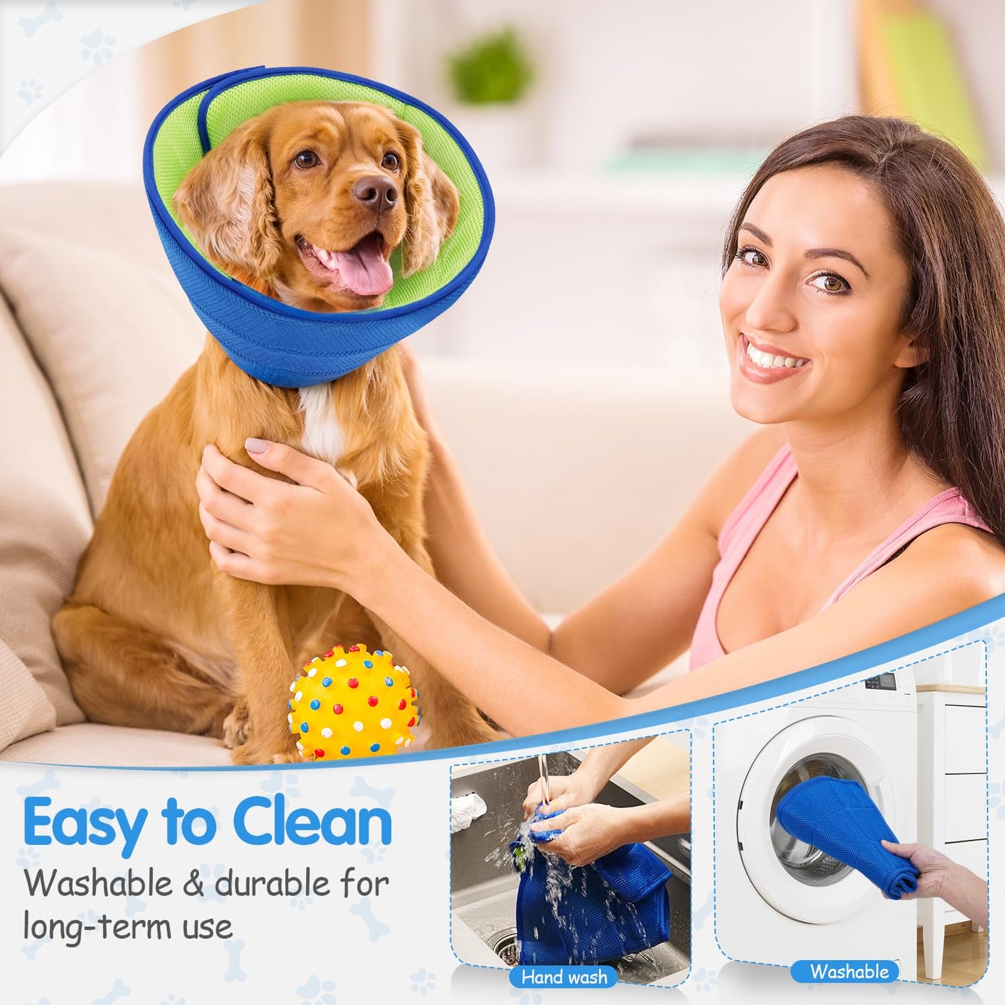 Soft Dog Cone Collar Alternative - Adjustable Comfy Cones for Large/Medium/Small Dogs to Stop Licking After Surgery, Comfortable Fabric Elizabethan Collars, Head Cone of Shame for Neuter Recovery - L