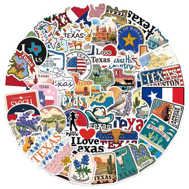 Texas Stickers |55Pcs TX Travel Waterproof Vinyl Decals for Water Bottles Cup Computer Mobile Phone Skateboard Guitar