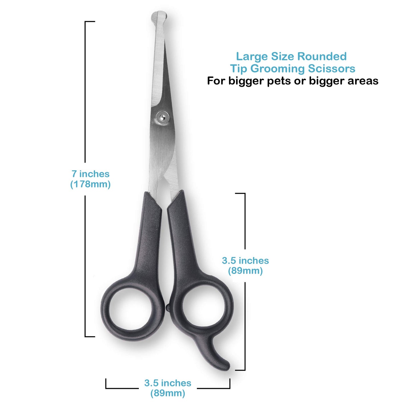 Pets First #1 Pet Grooming Scissors Body & Facial Trimmer Durable Stainless Steel Blades. Rounded Tips Shears for Long Medium Short Thick Wiry Curly Hair. Lightweight Cutter for Dogs & Cats. Set of 2