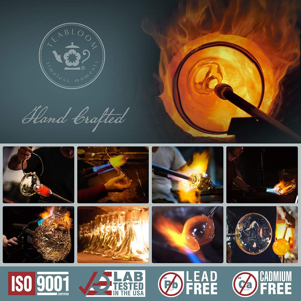 Teabloom Personal Tea Maker - Insulated Heatproof Glass Cup with Loose Tea Infuser and Lid/Coaster – Tea Connoisseur's Choice – Borosilicate Glass Infusion Mug (8 Oz)