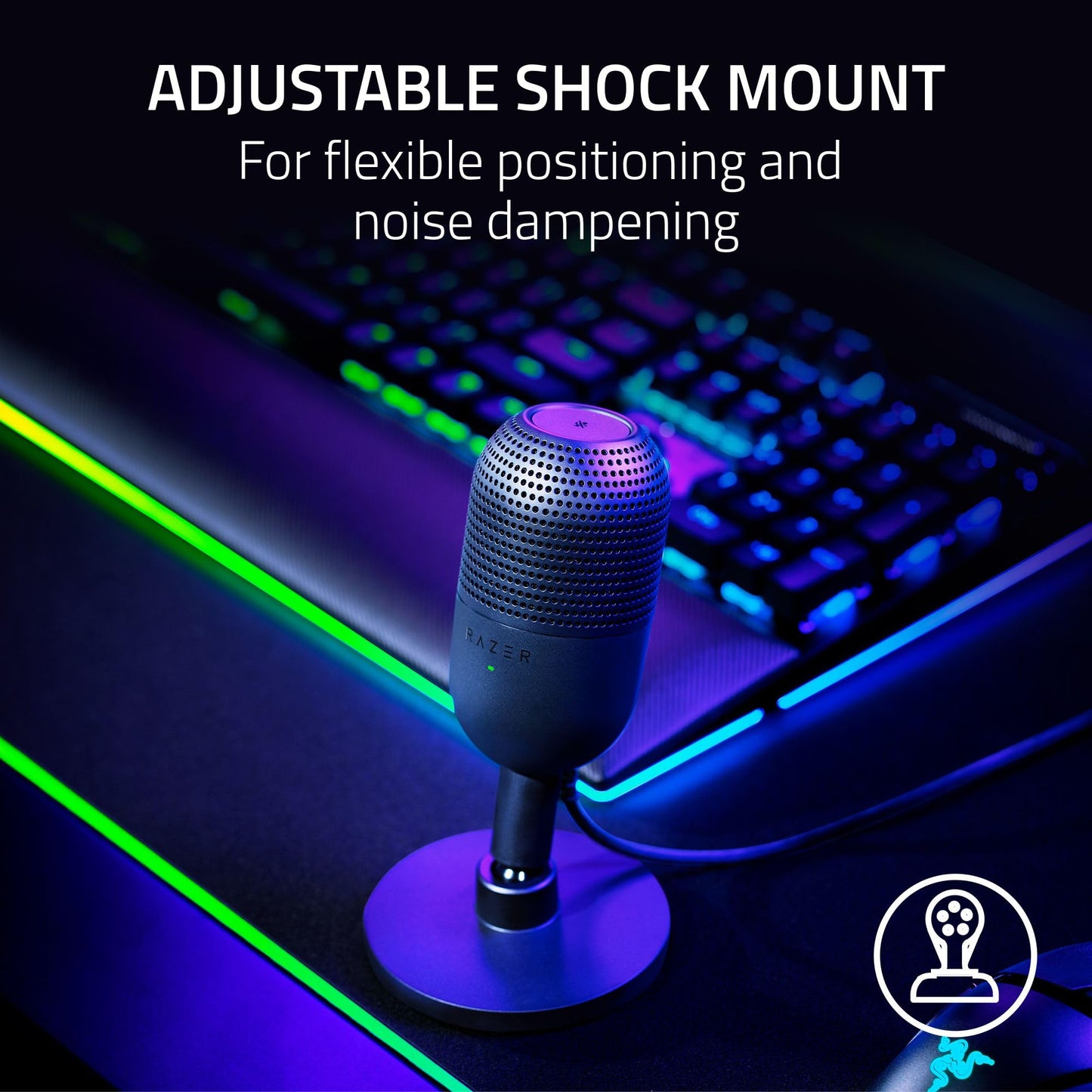 Razer Seiren V3 Mini USB Microphone: Condenser Mic - Supercardioid Pickup Pattern - Tap-to-Mute Sensor with LED Indicator - Shock Absorber - Ultra Compact - PC, Discord, OBS Studio, XSplit - Black