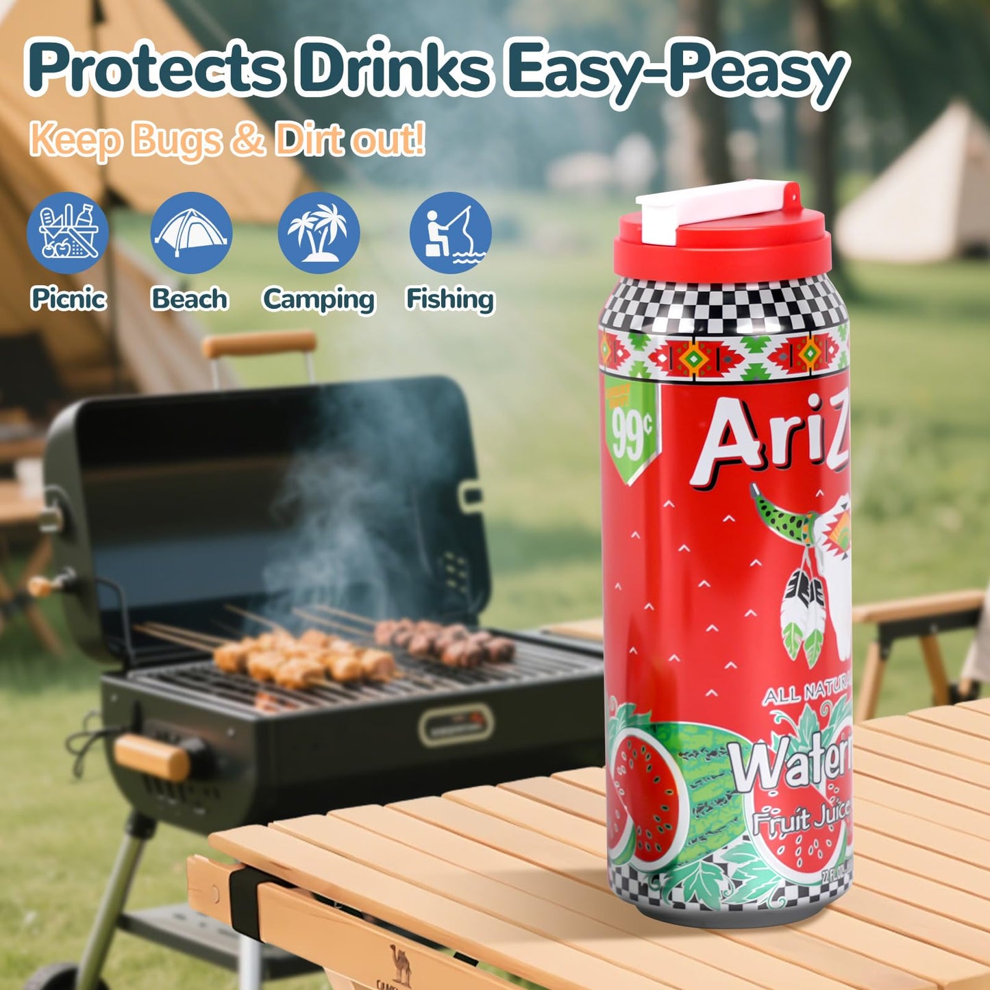 Soda Can Lids with Straw, 4-Pack Can Covers for Soda with Reusable BPA-Free, Spill-Proof & Airtight Seal, Easy to Use, Fits for S/M/L Sizes Cans for Soda, Beer, Juice, Seltzer