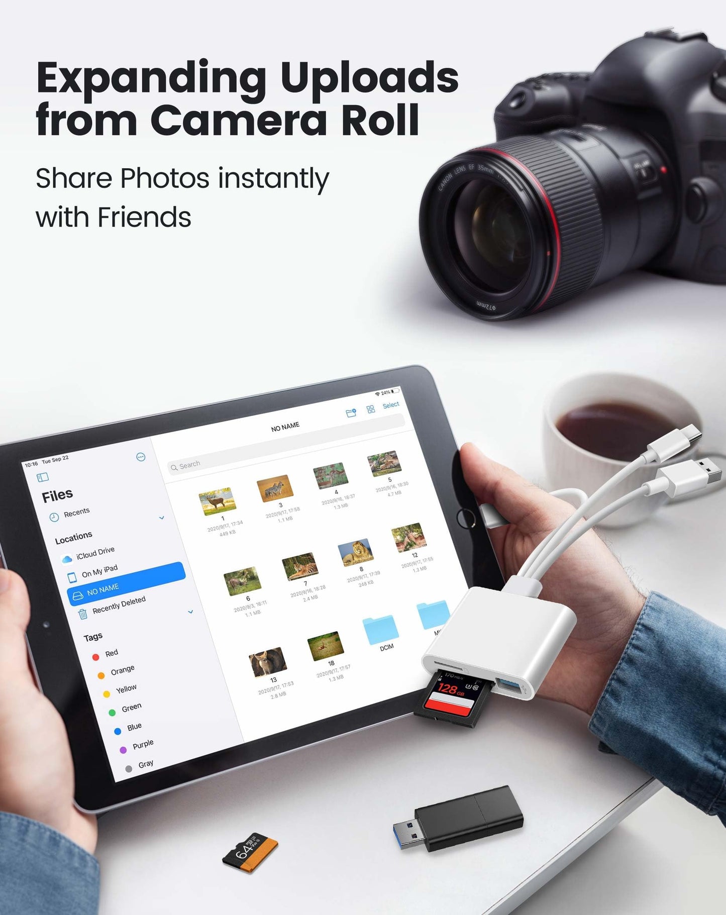 SD-Kartenleser für iPhone, iPad und Mac, Lightning-, USB-C- und USB-A-3-in-1-Speicherkartenadapter, unterstützt SD/MicroSD/USB OTG, Hochgeschwindigkeits-Kartenleser für Wildkameras, tragbar, keine App erforderlich, Plug & Play