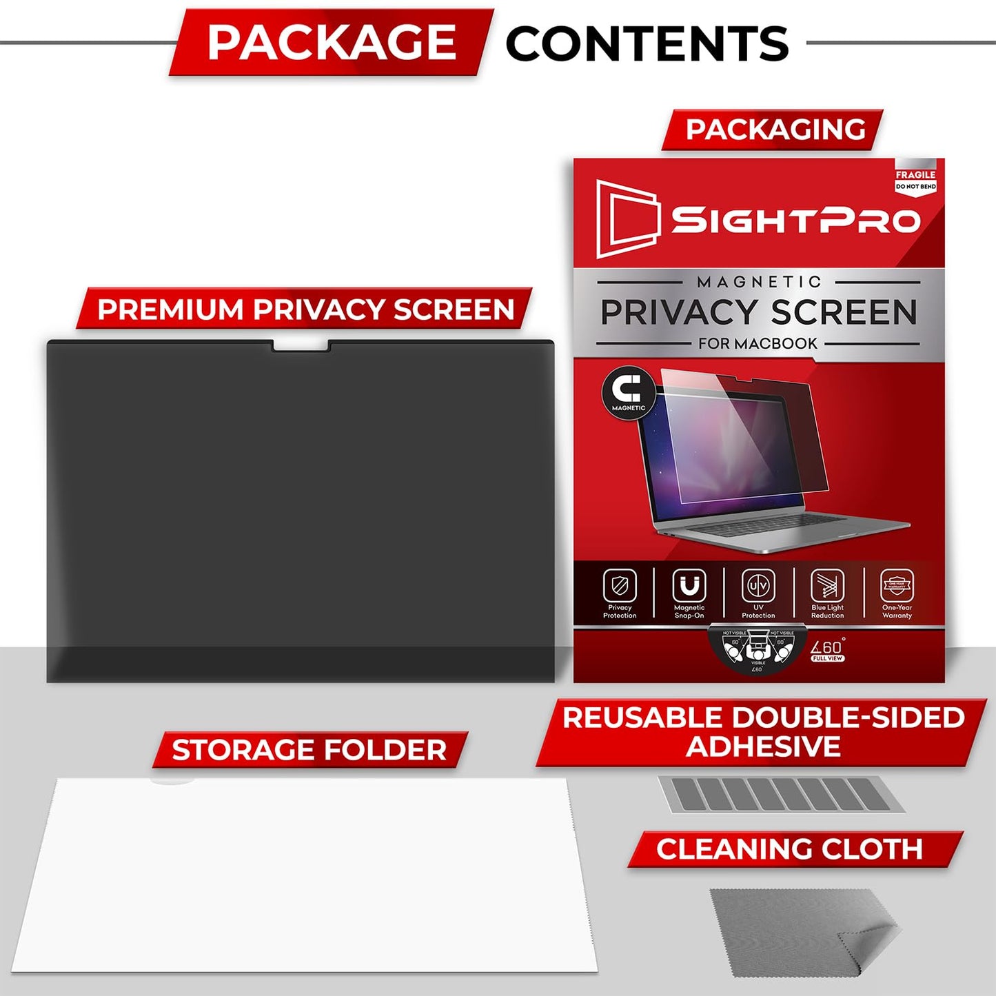 SightPro Magnetic Privacy Screen for MacBook Pro 14 Inch (2021-2025, M1-M5, Pro, Max) Patented Removable Laptop Privacy Filter Shield and Protector