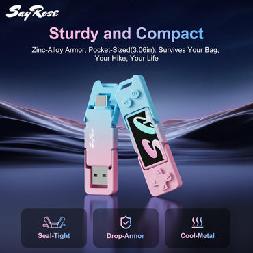 SayRose 256GB External SSD with Dual Ports & Retro Game Console Design - 550MB/s High Speed Type C + USB 3.2 Portable SSD Hard Drive for iPhone 15/16/Android/Mac, Gifts for Gamers, Retro Fans