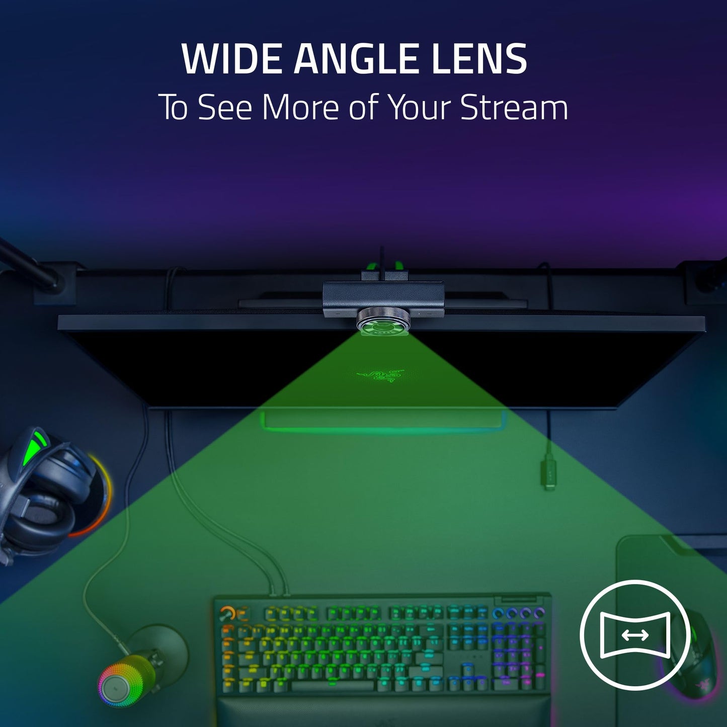 Razer Kiyo V2 X Streaming Webcam: 1440p 60 FPS - Auto Focus - Built-in Microphone - Wide Angle Lense - Integrated Privacy Shutter - Works with OBS, Xsplit, Streamlabs, Discord, Zoom, Teams - Black