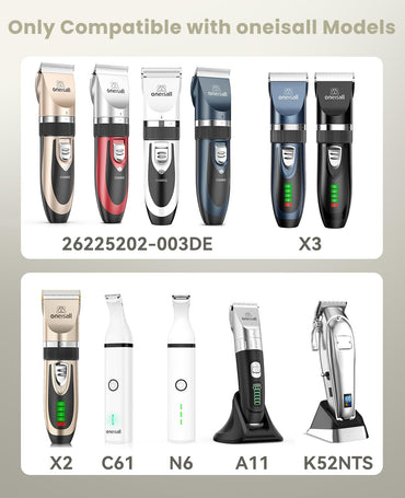 oneisall Low Noise Dog Clippers Replacement Charger Charging Cord for 26225202-003DE/P2/X3/X2/C61/N6/A11/K52NTS