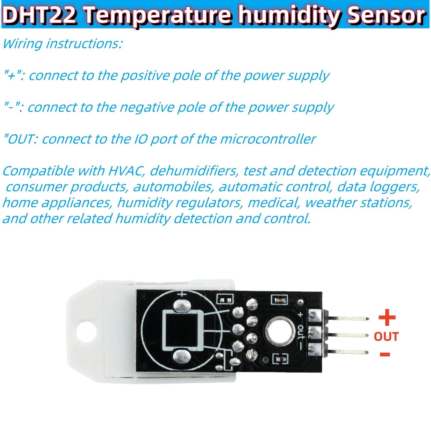 MTDELE 3Pcs DHT22 Digital Temperature and Humidity Sensor AM2302 Module Replace SHT11 SHT15 Compatible with Arduino Electronic DIY