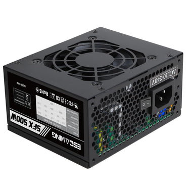 SFX 500W Power Supply, ESGAMING Micro ATX/Mini ITX Solution 500W PSU Full Range Active PFC 110-240V, Low Noise Fan for Desktop Gaming Server SFX Form Factor Computer