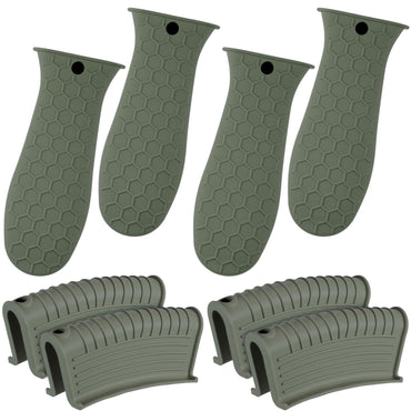 Patelai 8-teiliges Silikon-Topflappen-Set, Griffüberzug für Gusseisen, hitzebeständig, rutschfest, wiederverwendbar, für Bratpfannen, Küchenzubehör (Schwarz)