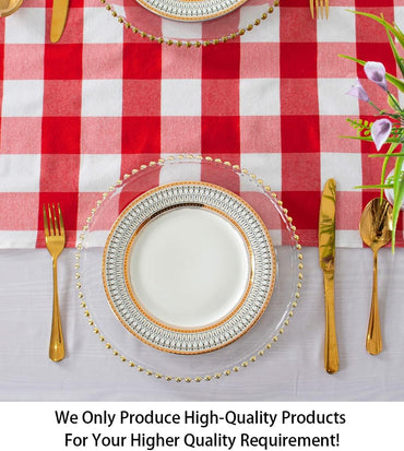Buffalo Check Table Cover - 13''x72'' Red & White Cotton Checkered Plaid Table Runner for Farmhouse Dinners
