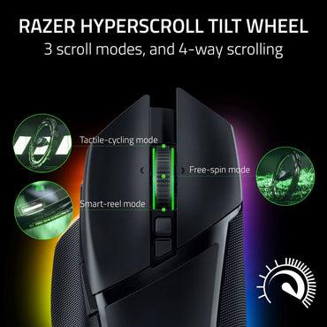 Razer Basilisk V3 Pro Wireless Gaming Mouse: HyperScroll Tilt Wheel - 30K DPI Optical Sensor - Gen-3 Optical Switches - 13-Zone Chroma RGB - 13 Programmable Controls - 3 Connection Modes - Black