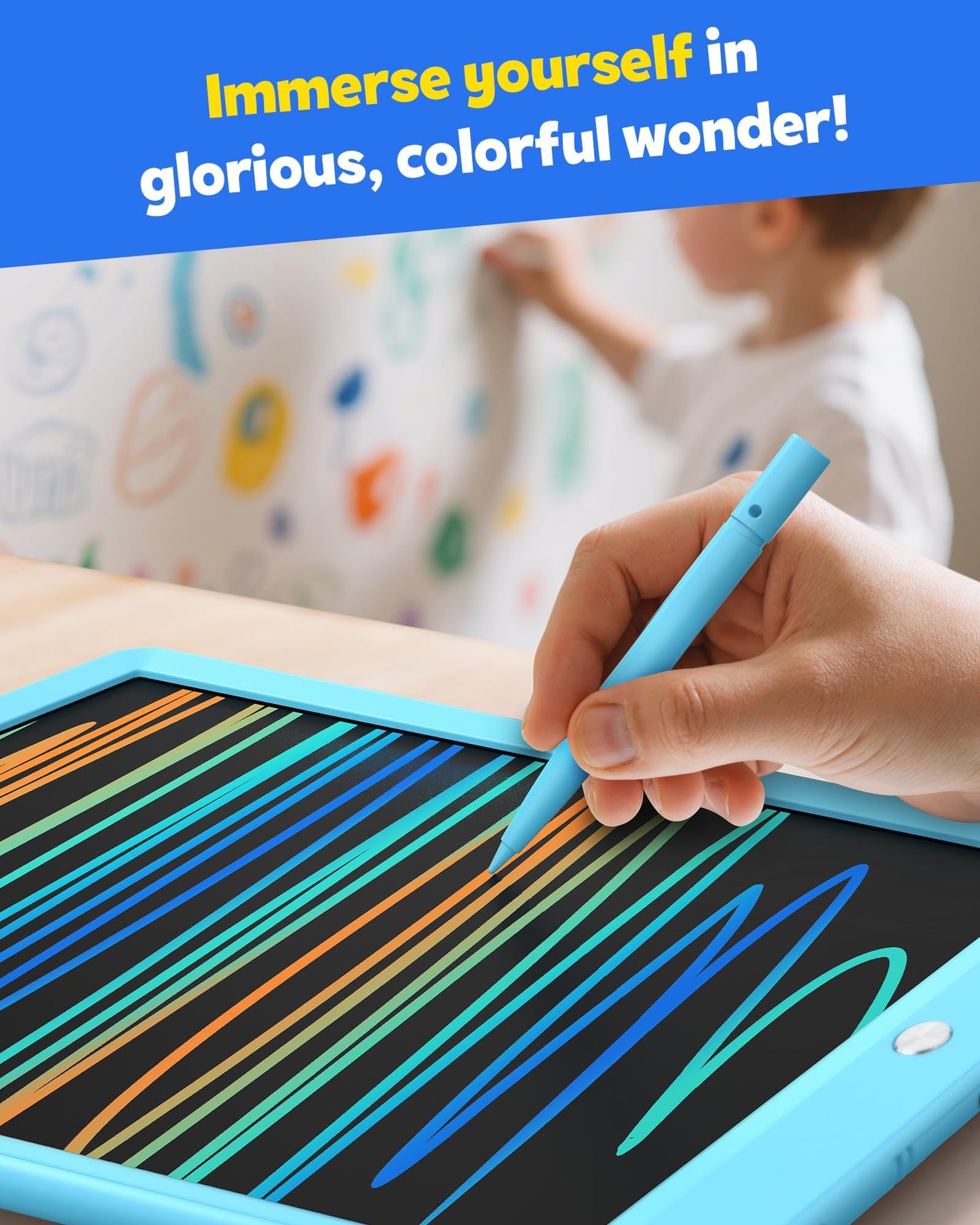 TEKFUN LCD Writing Tablet for Kids, 10-inch Coloring Drawing Pad, Mess Free Doodle Board, Christmas Gifts for Boys and Toddlers, Toys for 3 4 5 6 7 8 Year Old Girls(Blue)