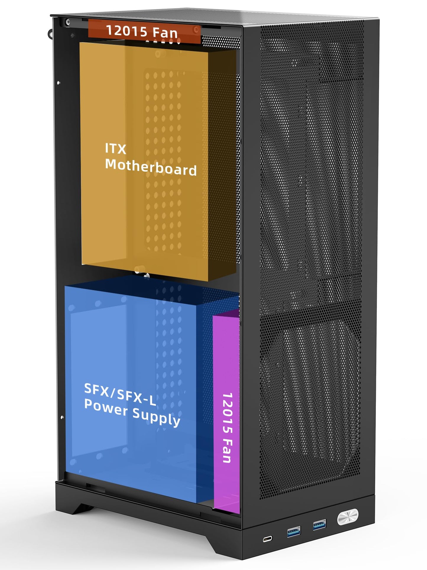 ShinySnake L300 Mesh Mini-ITX Gaming PC Case - 8.5L Ultra-Compact High Airflow SFF, Vertical GPU Mount up to 325mm, SFX/SFX-L PSU & 120mm Cooler Compatible - PCIe 3.0 Riser & DP 1.4 Cable, Black