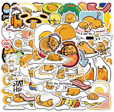 CHVISO 60PCS Japanese Lazy Egg Kawaii Stickers - Vinyl Waterproof Stickers for Kids, Teens, Adults - Laptop, Water Bottles, Skateboard, Guitar