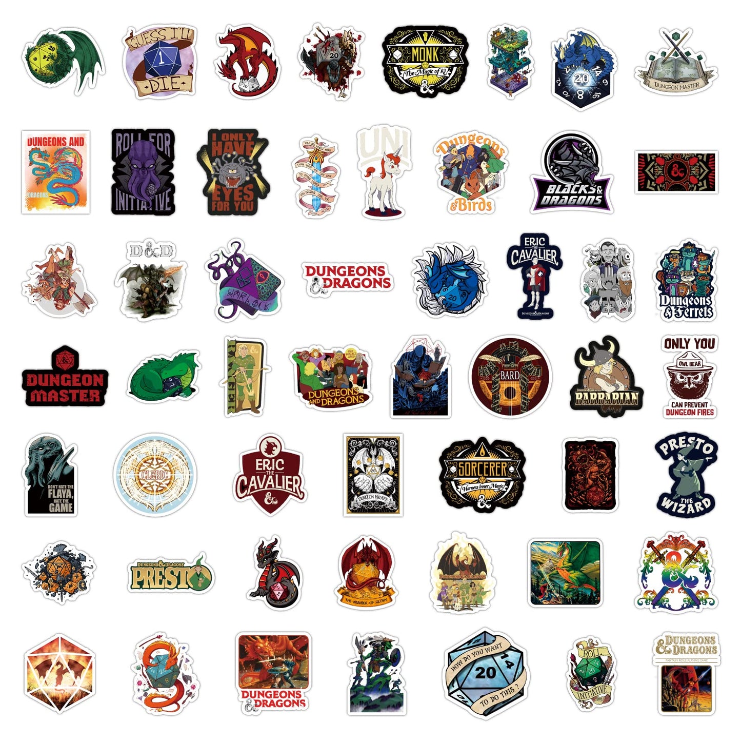 sxdaizjsym 200 Stück Dungeons & Dragons Aufkleber für Laptop, Wasserflasche, Auto, Gepäck, Computer, Skateboard, Snowboard, Geschenk für Kinder, Mädchen, Teenager, Jungen, Frauen und Männer