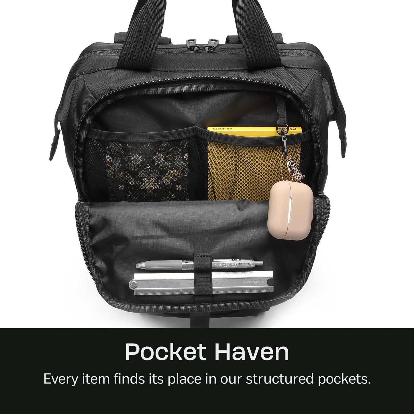 SUNNY BIRD Laptop Backpack, 15.6 Inch Laptop Work Bag, Wide Open Casual Daypack for Women, Men and Adult (Black)