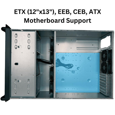 RackOwl 4U Server Chassis, Rackmount Server Case; 13x HDD Bays (10x3.5 & 3x5.25); E-ATX/CEB/EEB/ATX Motherboards; Fan: Front 2X 120mm, Mid 4X 80mm, Rear 2X 80mm; Front Lock, Size:16.8X 7.0X 25.0