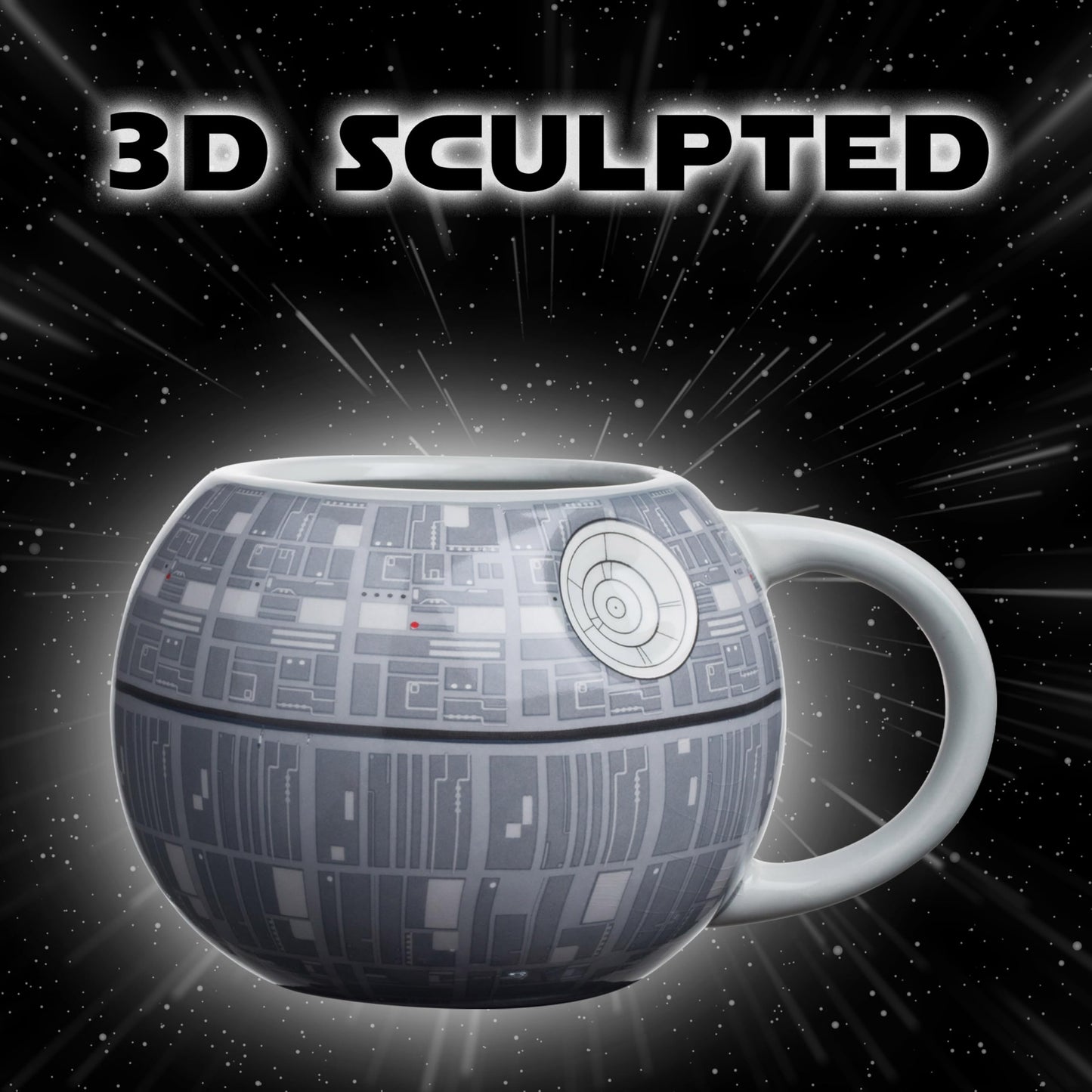 Silver Buffalo Star Wars Death Star 3D Sculpted Ceramic Coffee Mug for Cappuccino, Latte or Hot Tea, 20 ounce, Gray Multicolor SV9195