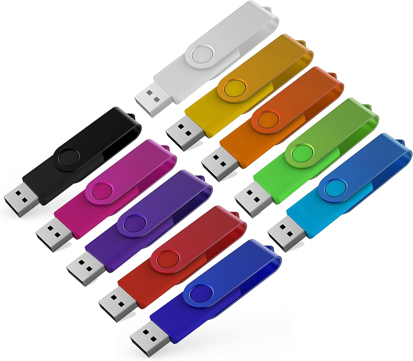10 Pack 16GB USB Flash Drives, Bulk USB 2.0 Thumb Drives with Swivel Cap