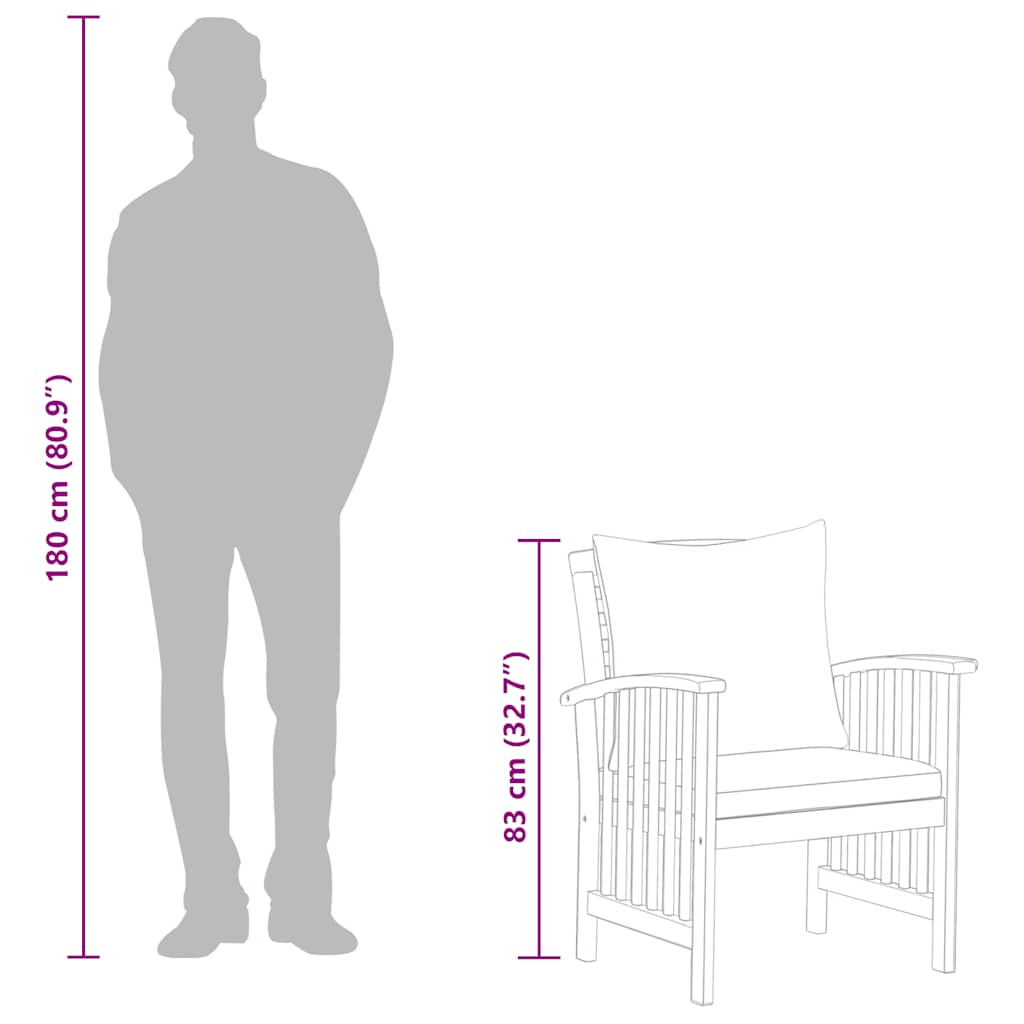 Gartenstühle mit Kissen 2 Stk. Akazie Massivholz