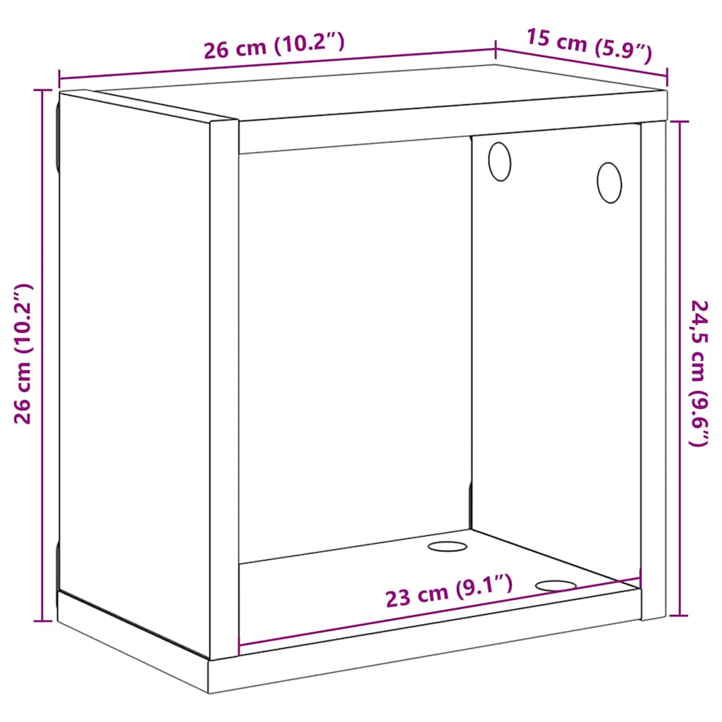 Würfelregale 4 Stk. Betongrau 26x15x26 cm