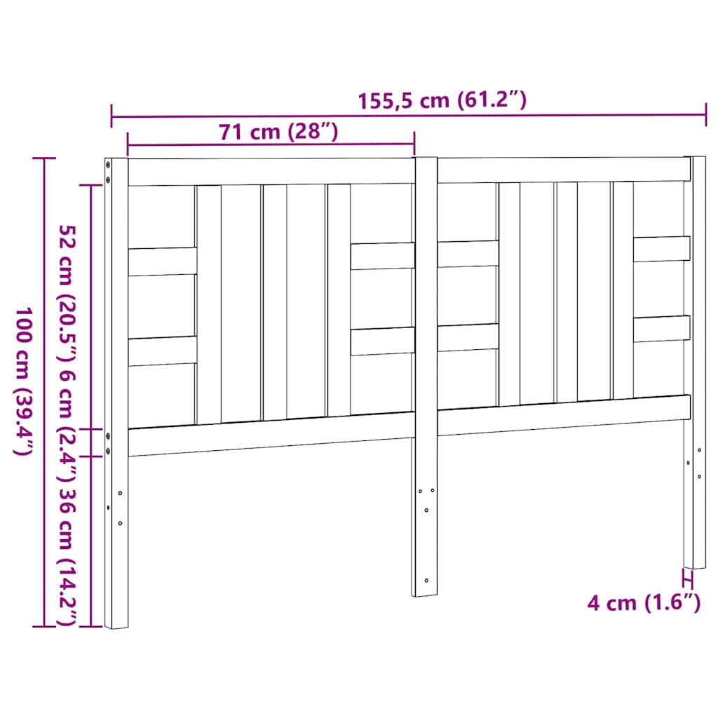 Kopfteil Honigbraun 146x4x100 cm Massivholz Kiefer