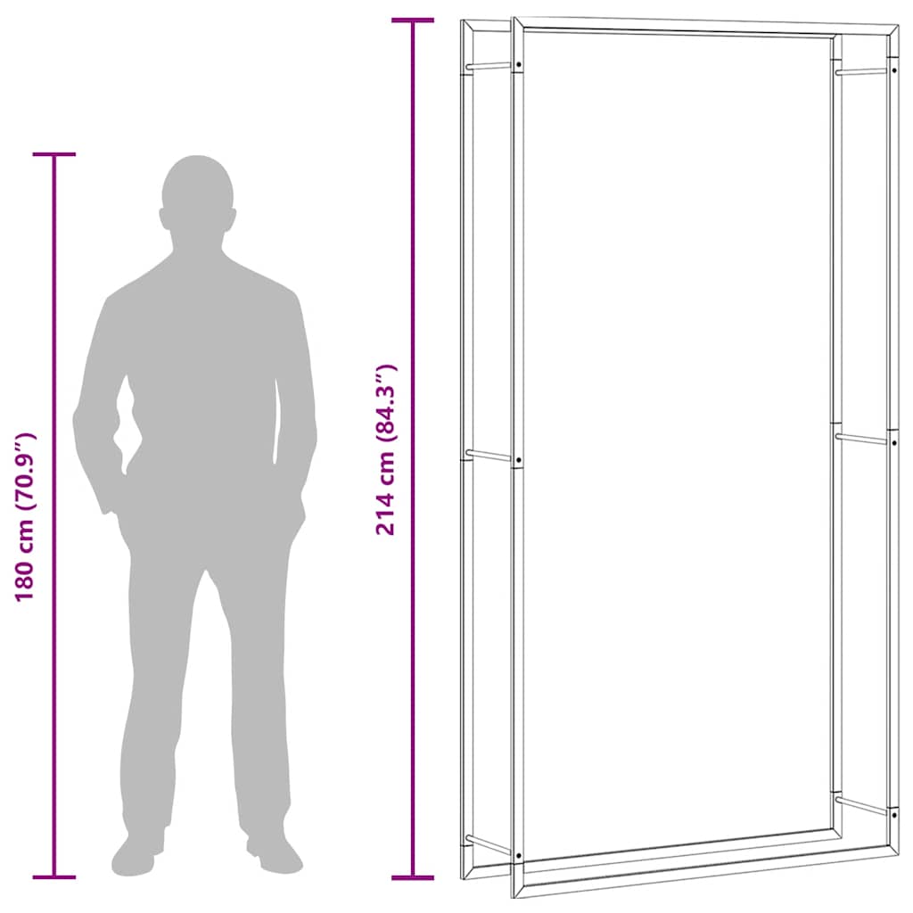 Brennholzregal Mattschwarz 110x28x214 cm Stahl