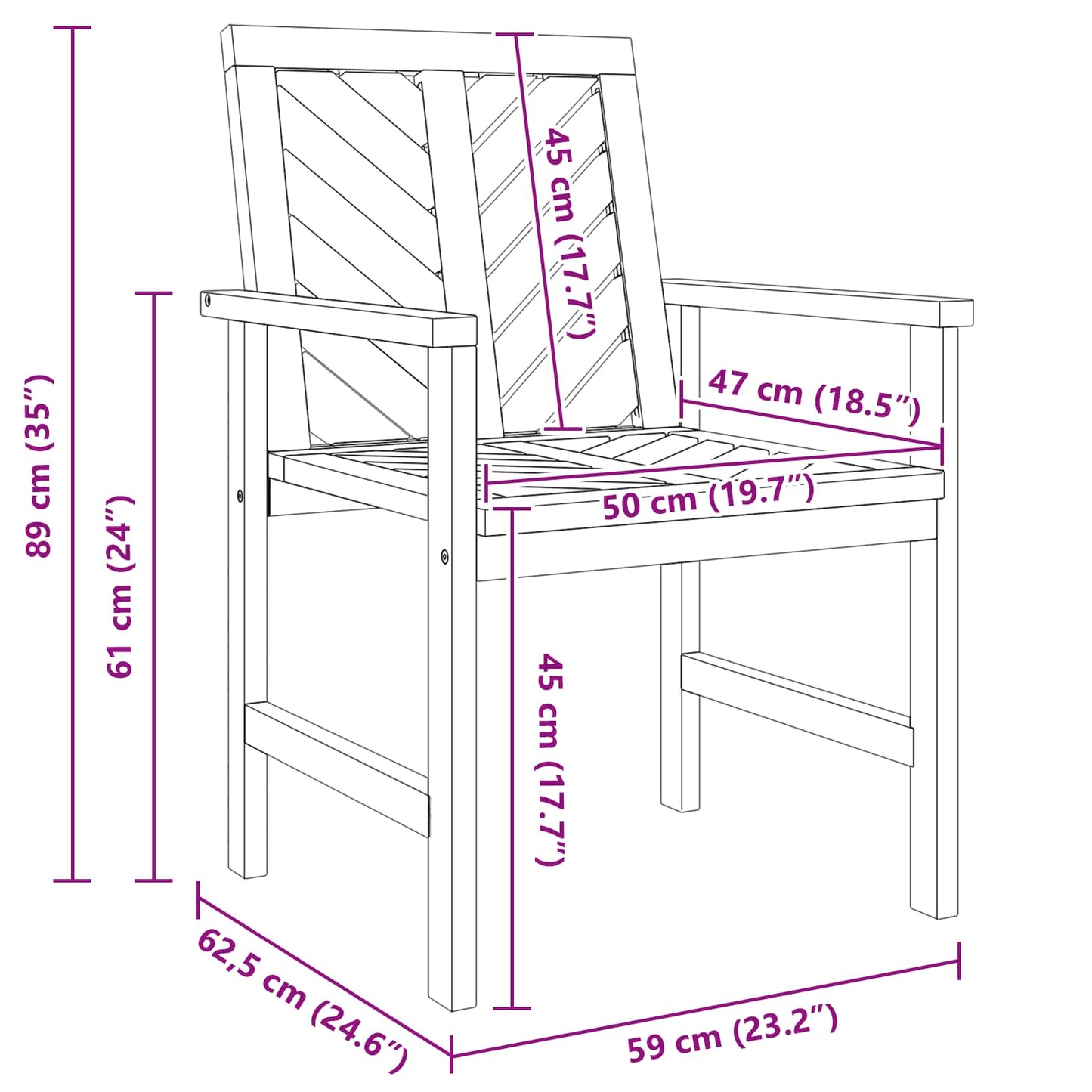 Esszimmerstuhl 8 pcs Natur 62,5 x 59 x 89 cm Massivholz Akazie