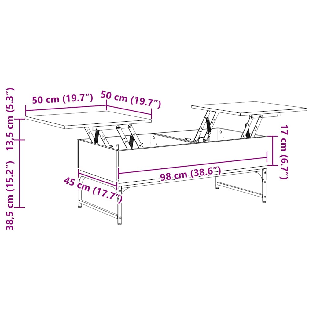 Couchtisch Schwarz 100x50x40 cm Holzwerkstoff und Metall