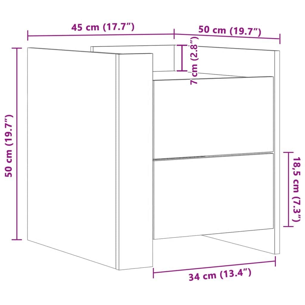 Nachttisch Weiß 45x50x50 cm Holzwerkstoff