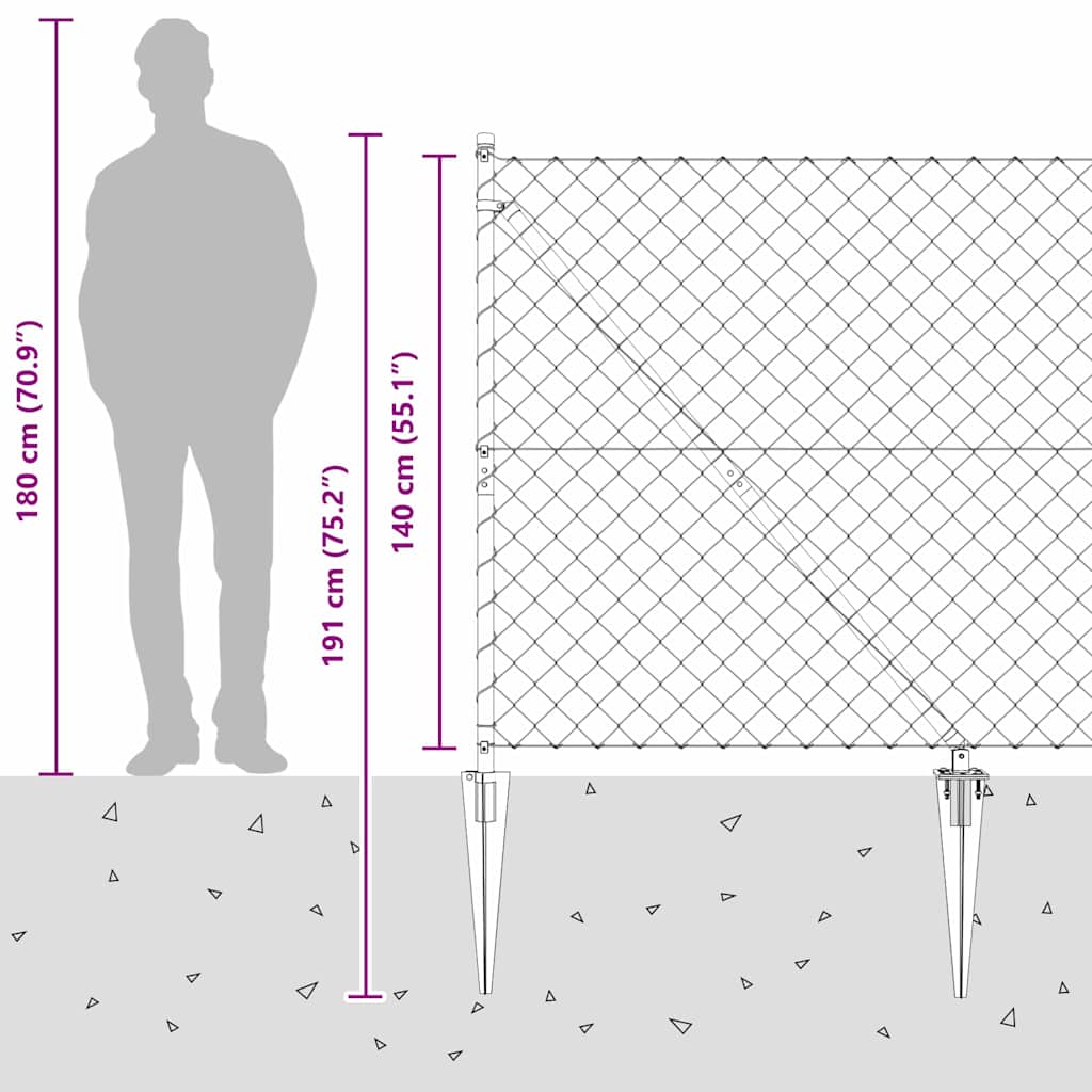 Zaunpfosten Silber 10 x 1,4 m (60 x 60 mm Netz) Stahl