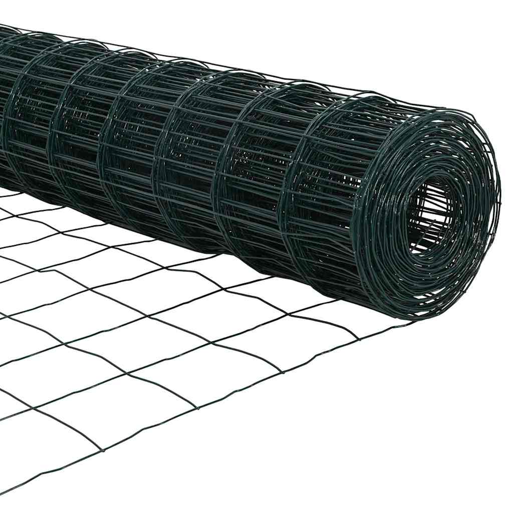 Zaun mit Pfosten Grün 0,4 x 25 m Stahl und PVC