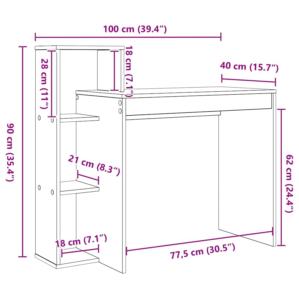 Schreibtisch Sonoma-Eiche 100 x 40 x 90 cm Holzwerkstoff