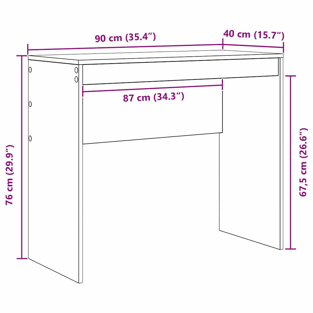 Schreibtisch Weiß 90 x 40 x 76 cm