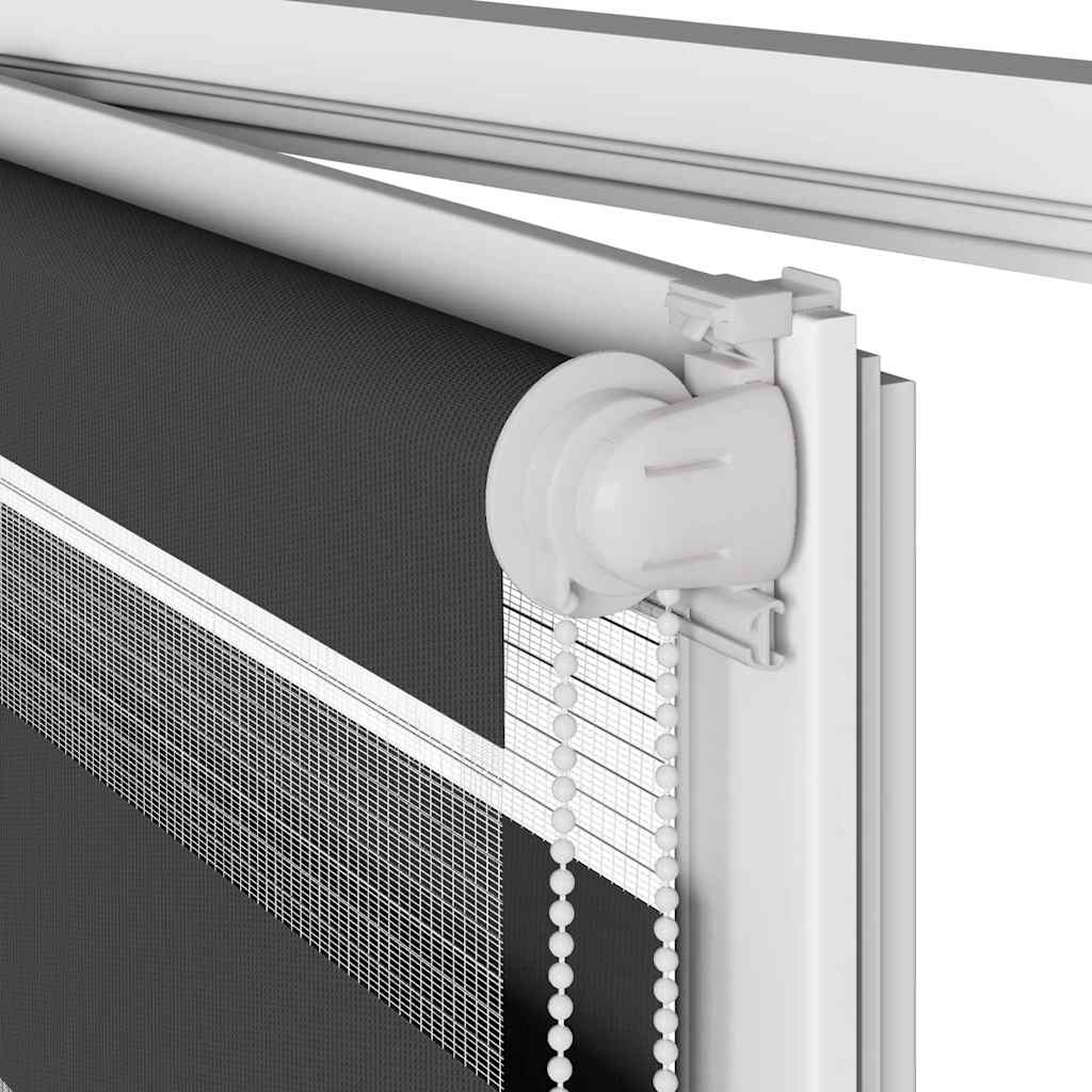 Doppelrollo Schwarz 65x100 cm Stoffbreite 60,9 cm Polyester