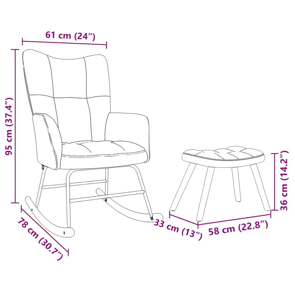 Schaukelstuhl mit Fußhocker Dunkelgrün Stoff