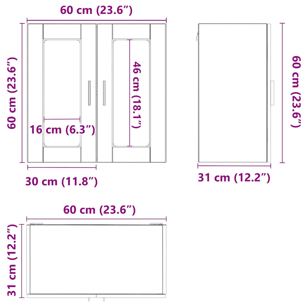 Küchen-Hängeschrank mit Glastür Porto Braun Eichen-Optik