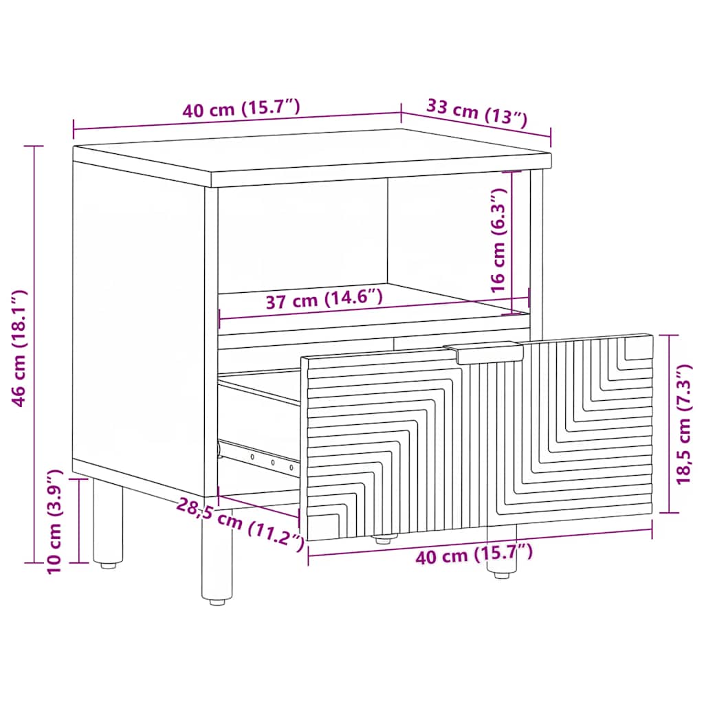 Nachttische 2 Stk. 40x33x46 cm Massivholz Akazie